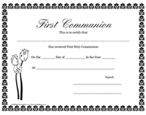 free printable First Communion certificate