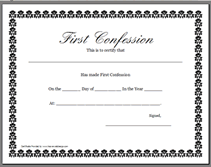 free printable First Confession certificate