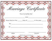 burgundy hearts printable marriage certificates