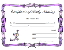 ribbons printable baby naming certificate