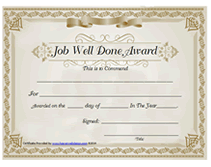 free printable job well done award certificates