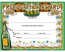 beer free printable most likely to award certificate