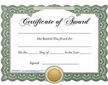 green Certificates of Award templates