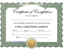 CPR award certificate