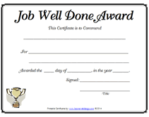 award certificate job well done