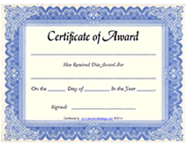 printable certificate of award templates