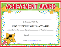 star computer whiz award  certificate