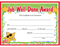 printable job well done certificates