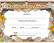 guns theme most likely to award certificate