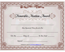 burgundy free printable honorable mention award certificate