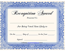 fancy free printable most likely to award certificate