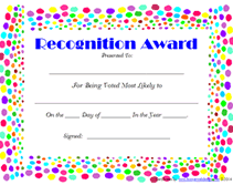 party free printable most likely to award certificate