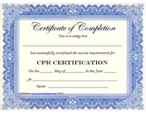 Free Printable Cpr Certification Training Award Certificates
