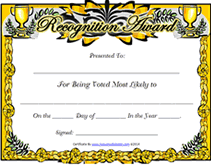free printable most likely to award certificate