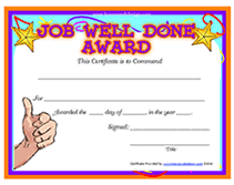 school job well done award certificates