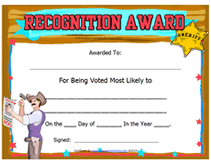 western free printable most likely to award certificate