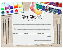 paints rintable art award certificates