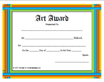 Printable Art Award School Certificates