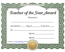 printable teacher certificates