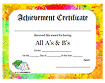 free download all a's and b's award certificate