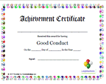 hands good conduct award certificate