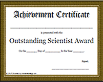 wood frame printable certificate for outstanding scientist