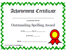 ribbon outstanding spelling award printable certificate