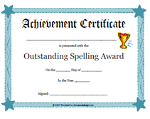 stars outstanding spelling award printable certificate