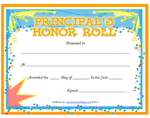 principals honor roll certificates