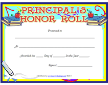 free principals honor roll award