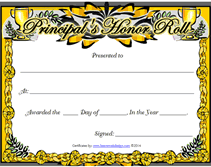free principals honor roll  certificates