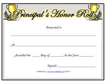 principals honor roll fancy certificate