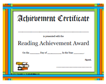 rainbow reading achievement certificate