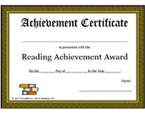 wood reading achievement certificate