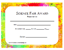 free science fair award certificates
