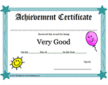 stars very good student printable certificate