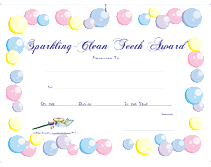 free sparkling clean teeth award certificate