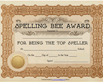 top speller printable award