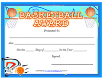 Printable Basketball Award Certificates Templates