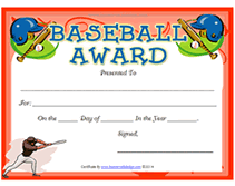printable baseball award certificate