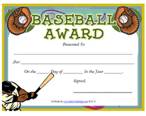 team baseball printable awards