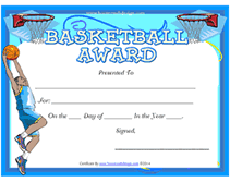 basketball award certificate