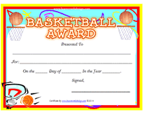 Printable Basketball Award Certificates Templates