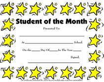 school printable student of month certificates