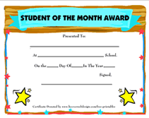 printable student of the month certificates