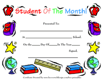 printable student of month award certificates