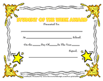star student of the week award  certificate
