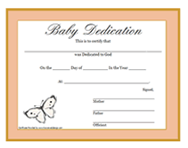 printable butterfly baby dedication certificate
