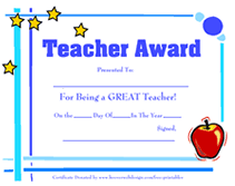 Printable Teachers Appreciation Week Certificates Awards Templates