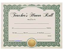 green teachers honor roll certificates